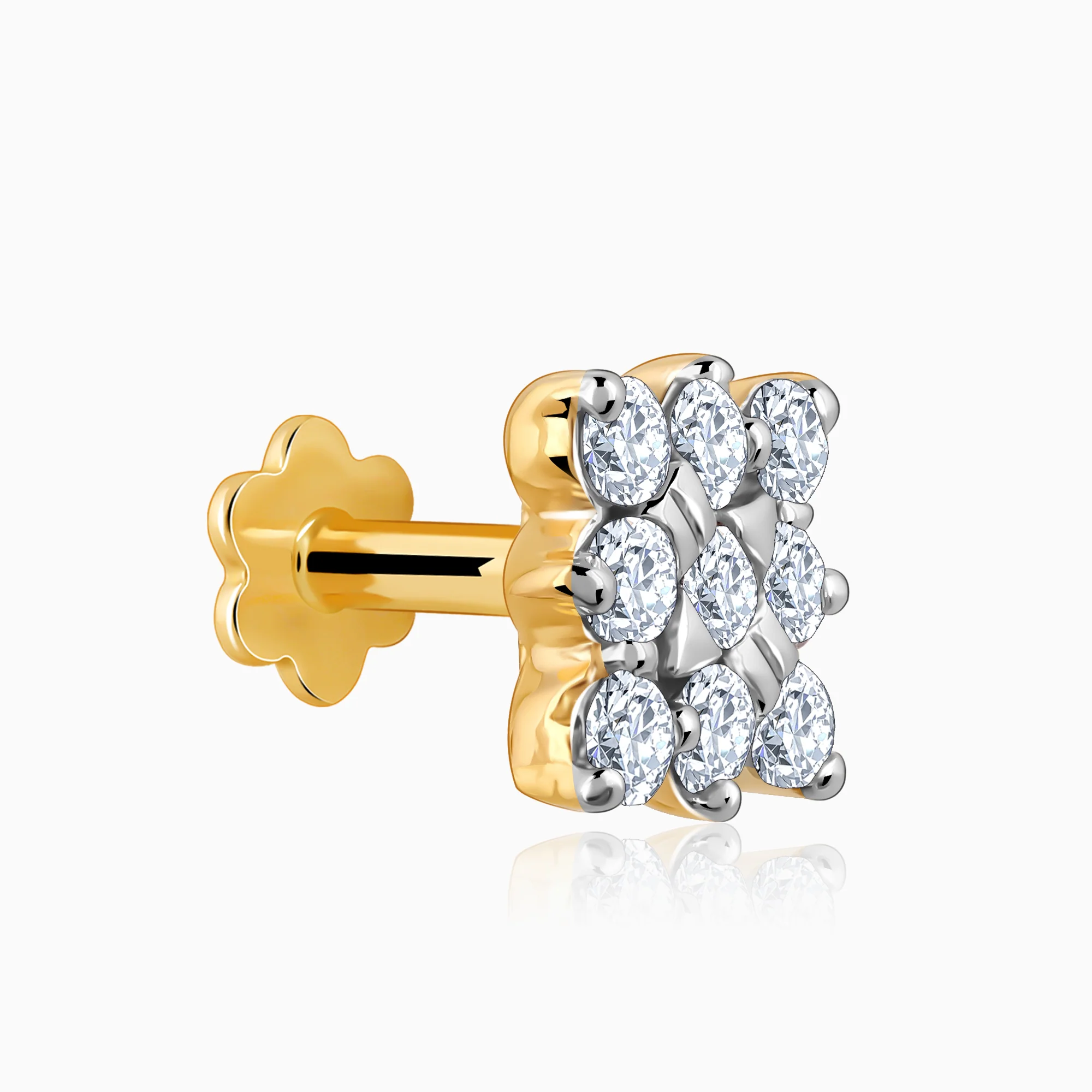 Gold Square Radiance Diamond Nose Pin - Image 4