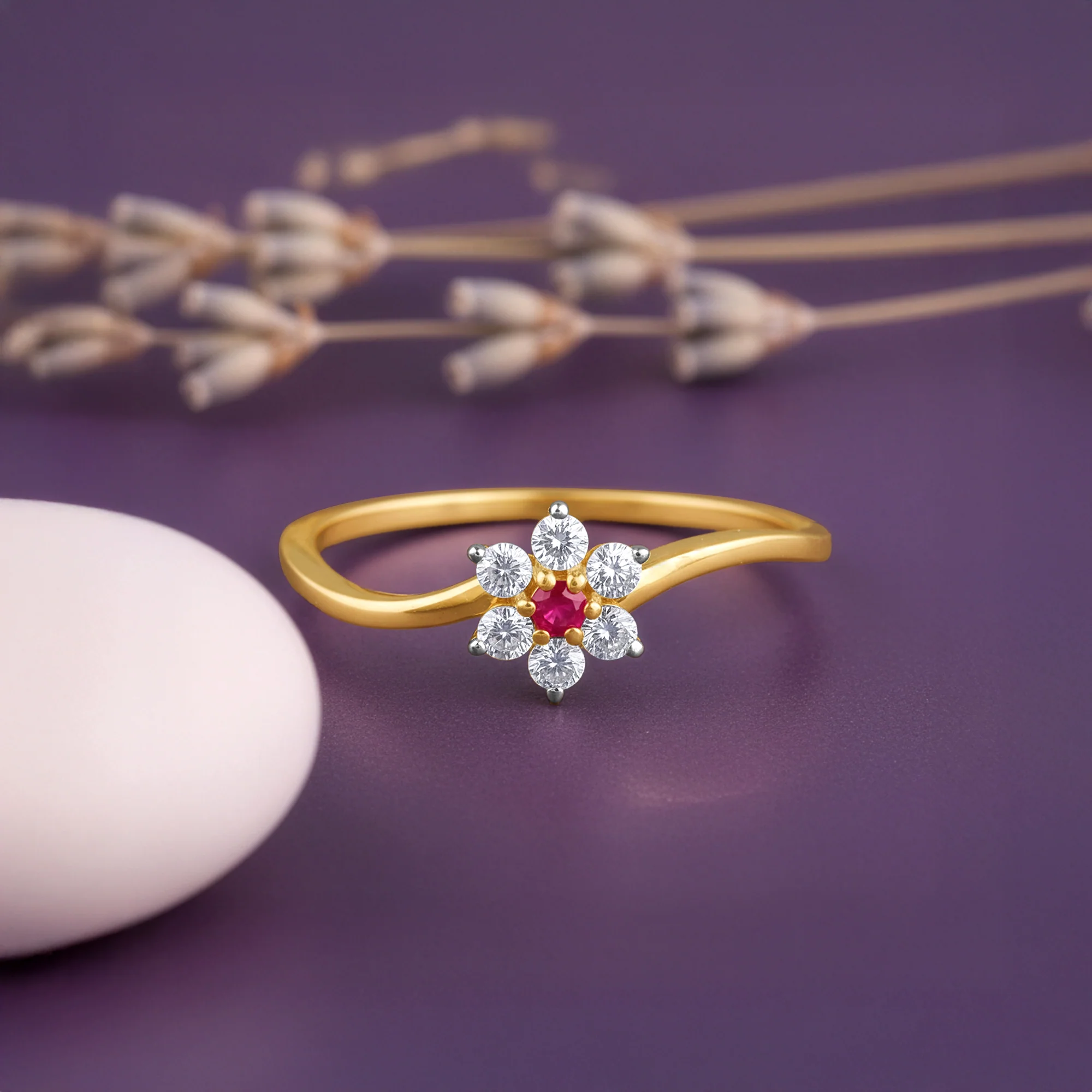 Gold Stellar Swirl Lab Grown Diamond Ring - Image 2