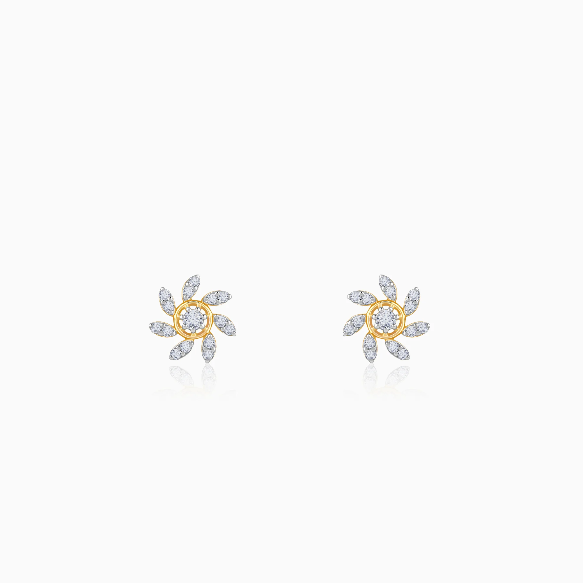 Gold Sunlit Petals Lab Grown Diamond Earrings