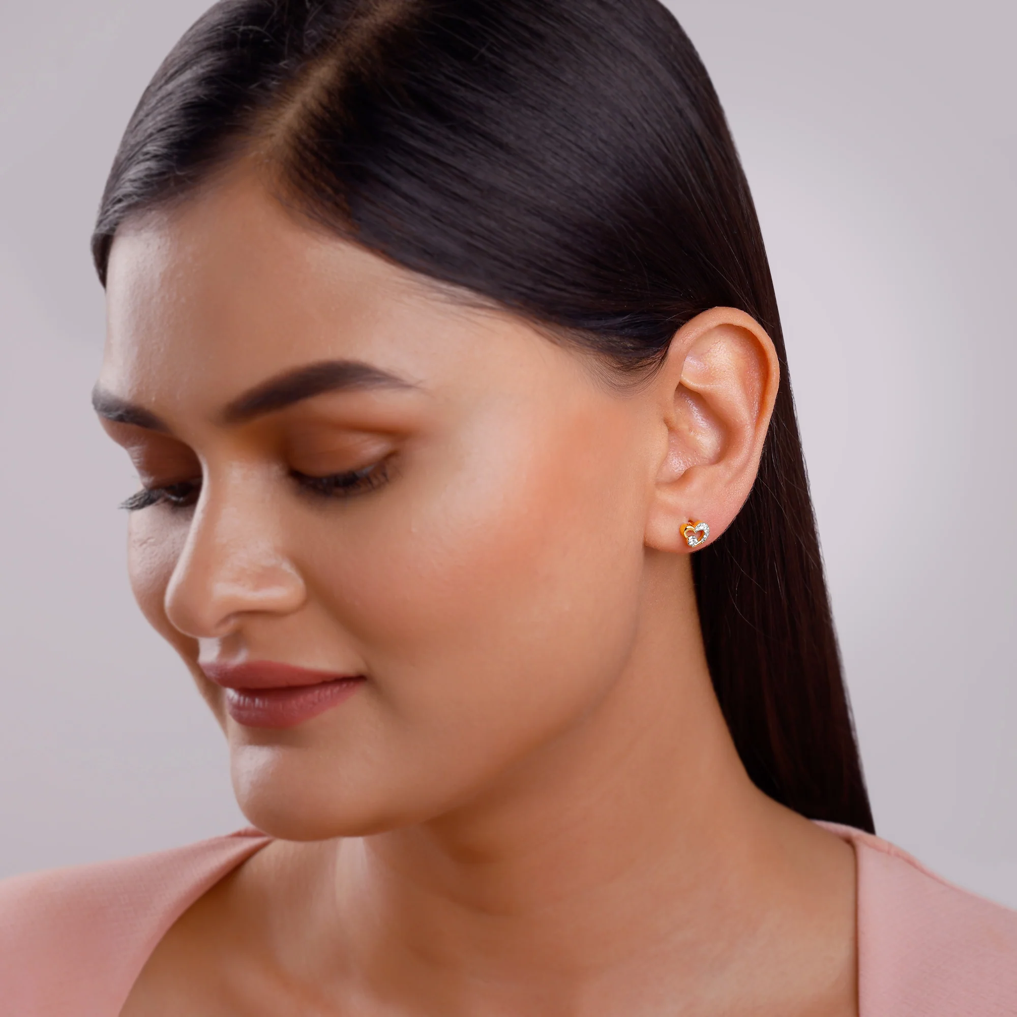 Gold Sweetheart Lab Grown Diamond Earrings - Image 3