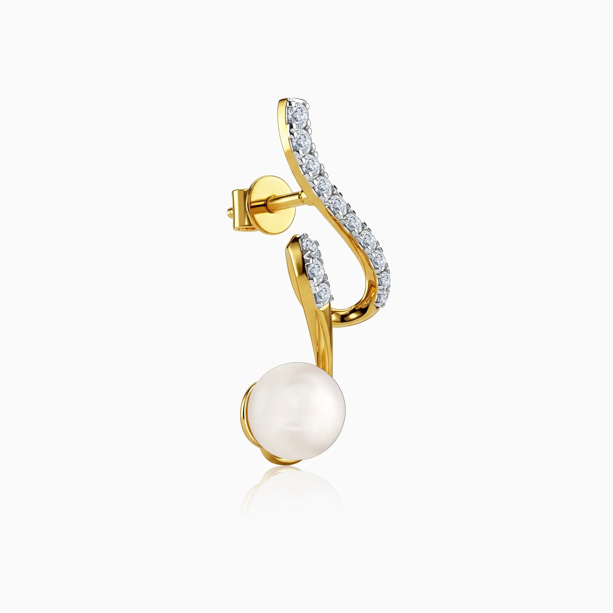 Gold Swirl and Soul Lab grown Diamond Earrings - Image 4