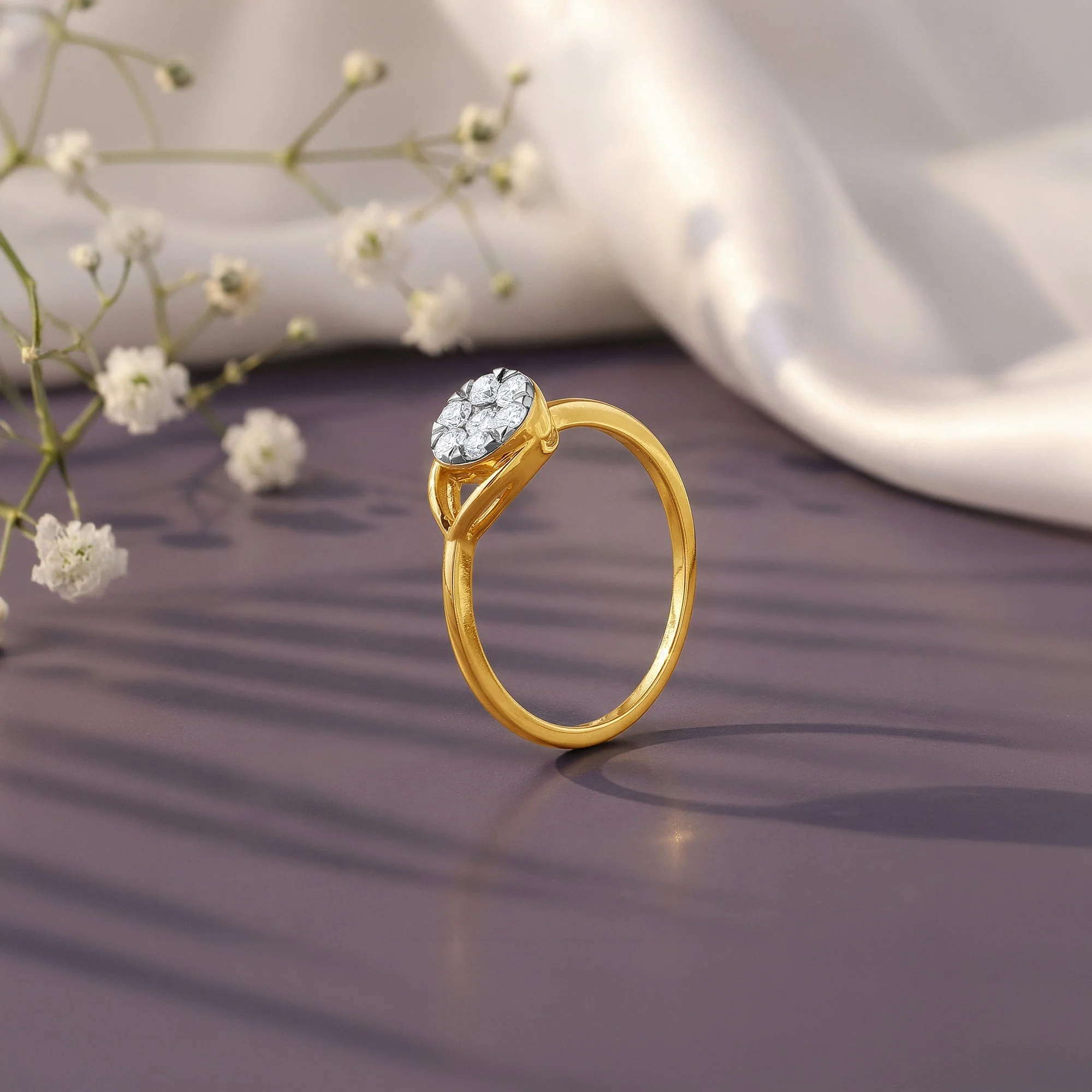 Gold Teardrop Halo Lab Grown Diamond Ring (Size 12) - Image 2