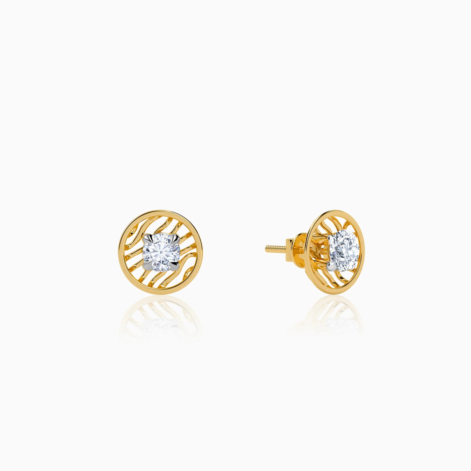 Gold Threaded Orbit Lab Grown Diamond Earrings - Image 4