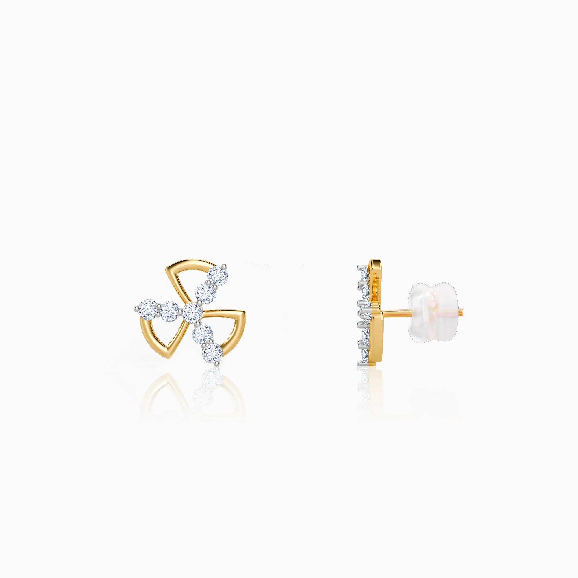 Gold Threefold Flora Lab Grown Diamond Earrings - Image 5