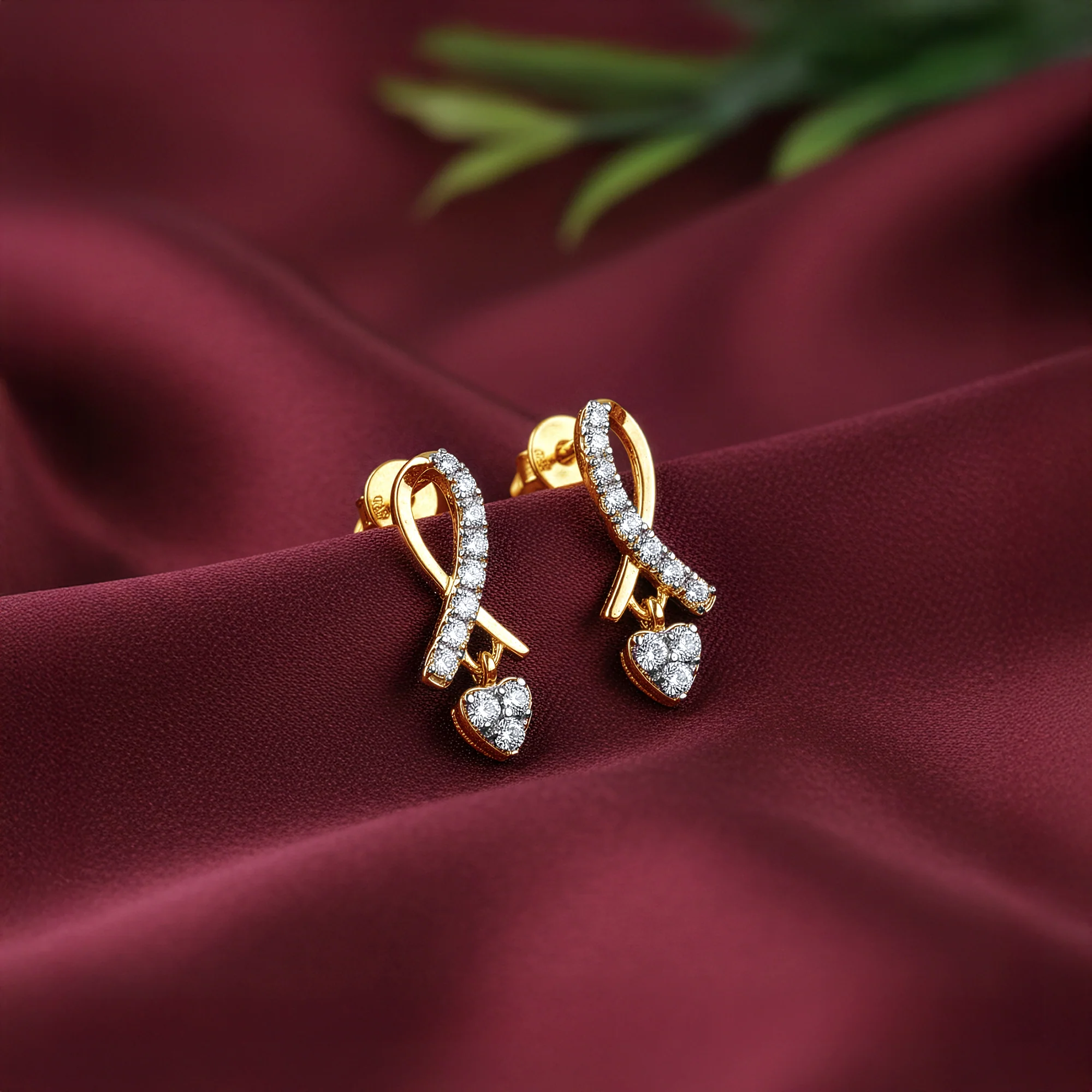 Gold Tied in Love Lab Grown Diamond Earrings - Image 2