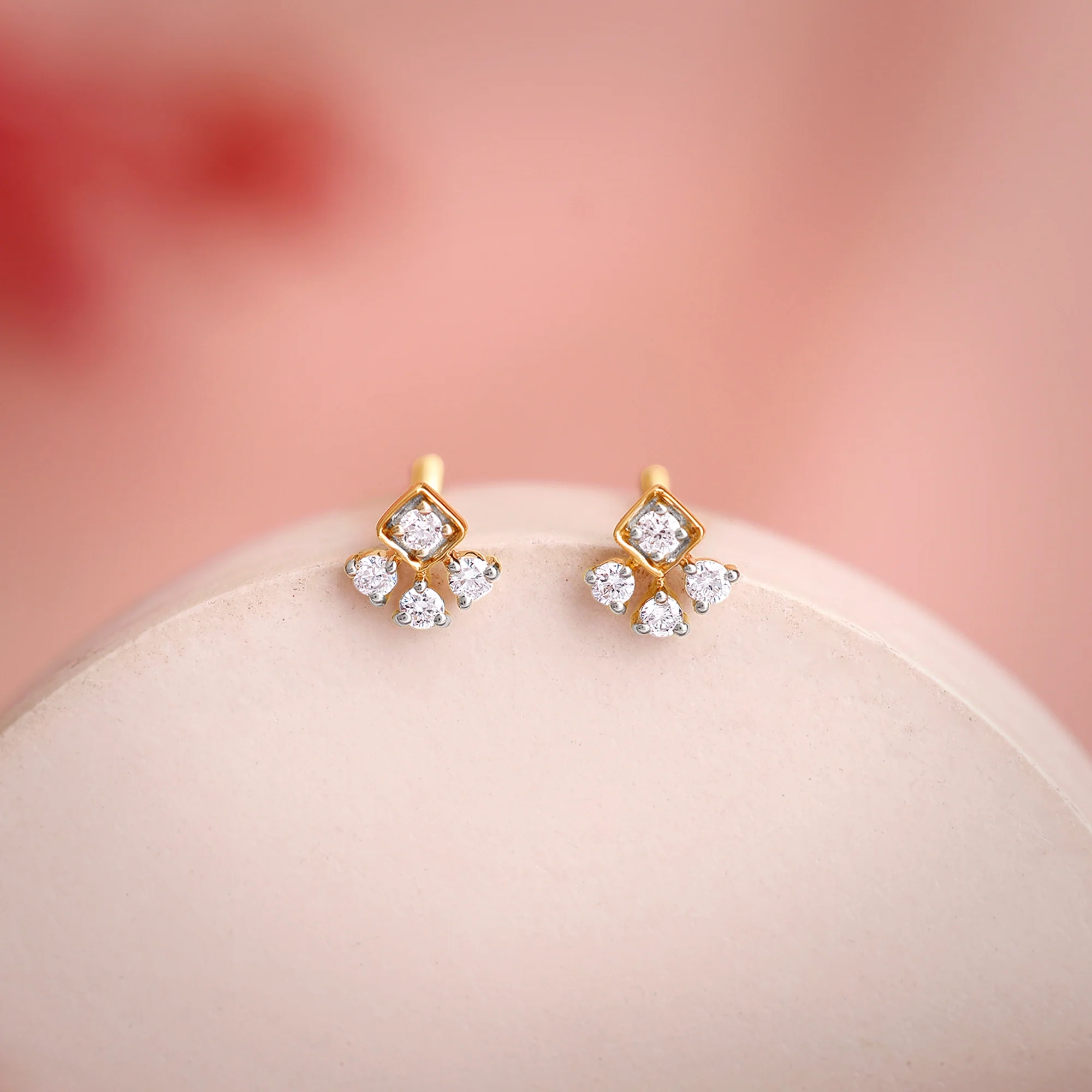Gold Triad Lab Grown Diamond Stud Earrings - Image 2