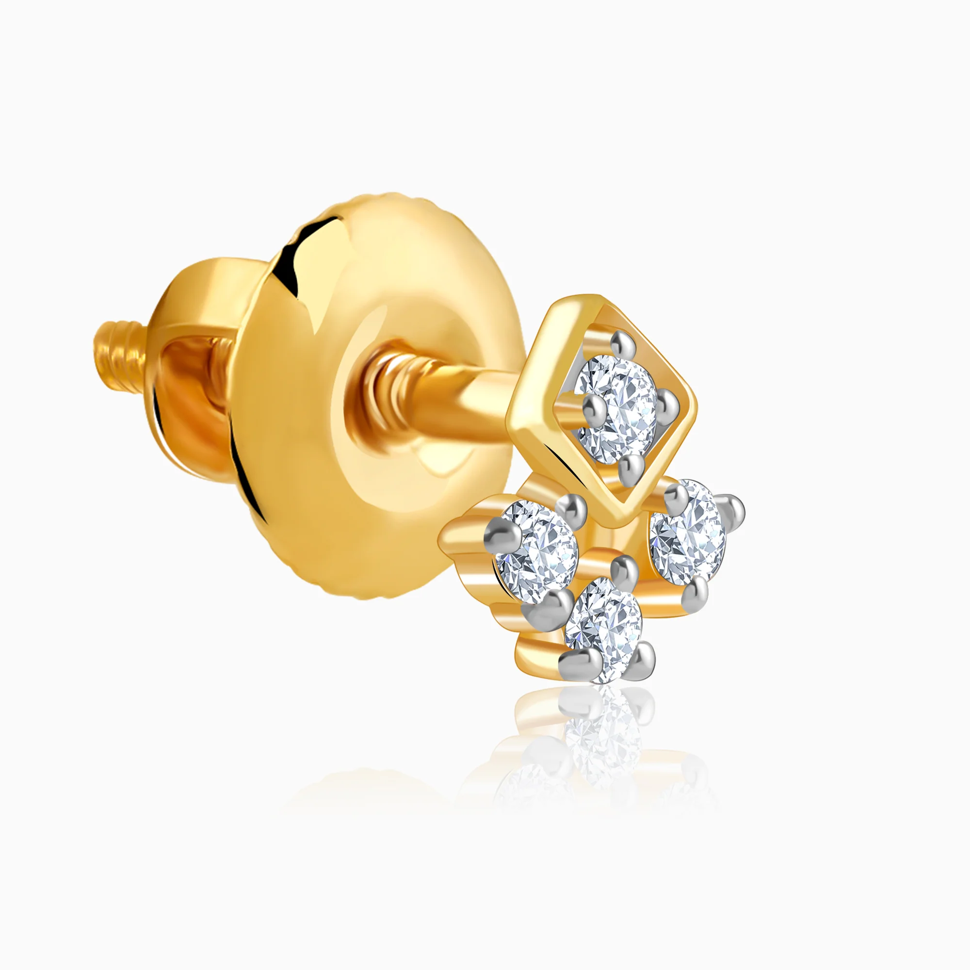 Gold Triad Lab Grown Diamond Stud Earrings - Image 5