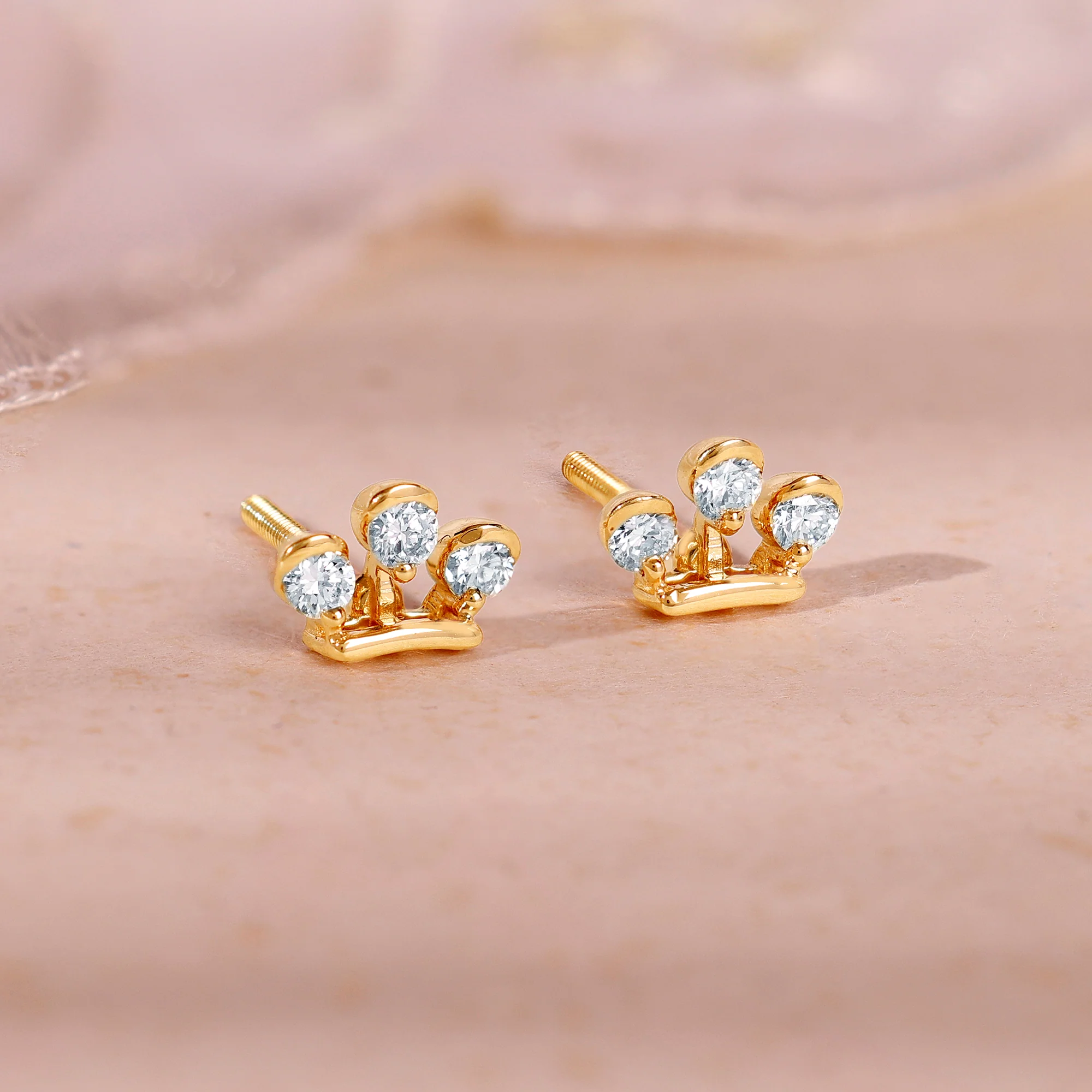 Gold Triple Glow Lab Grown Diamond Earrings - Image 2