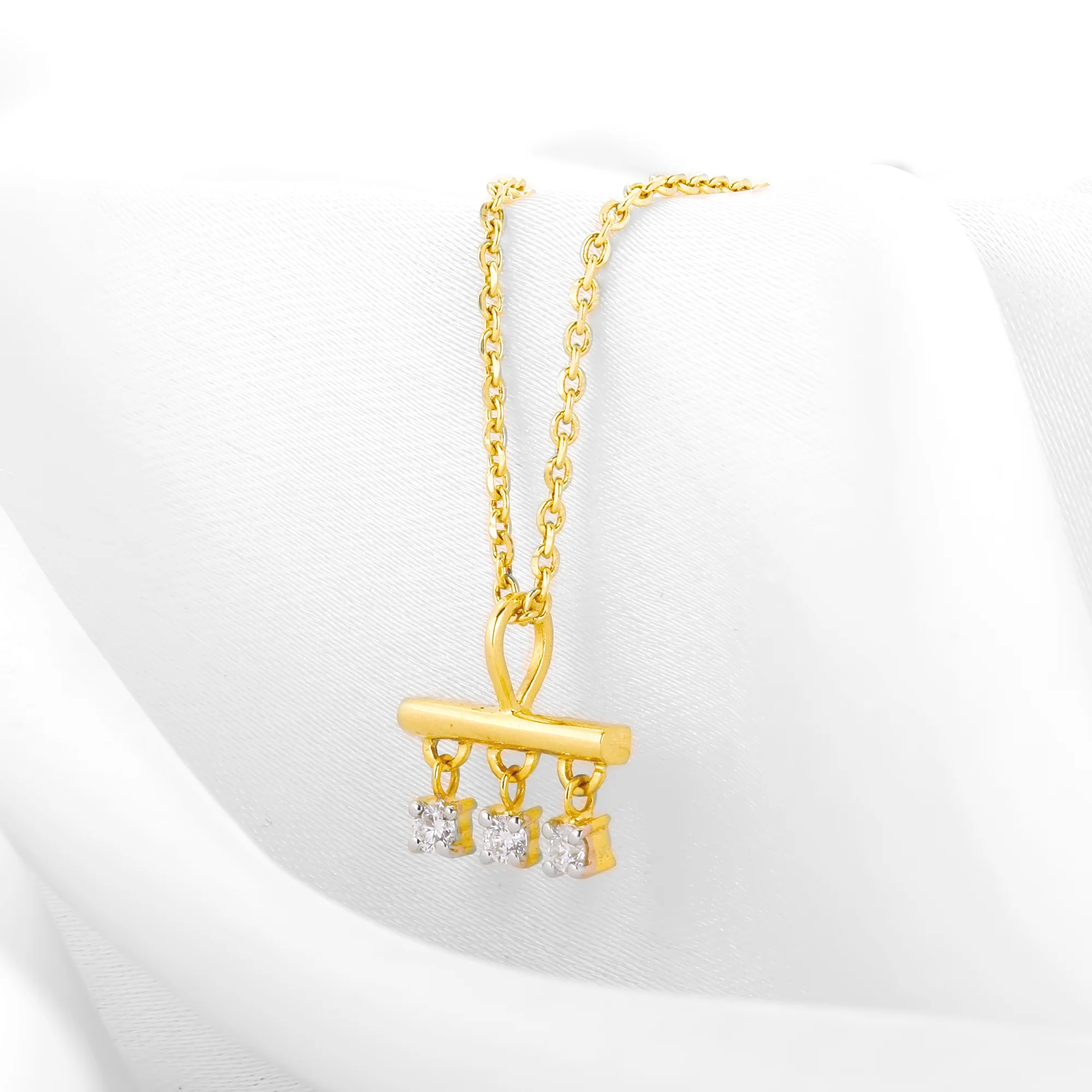 Gold Triple Jewel Lab Grown Diamond Pendant - Image 2