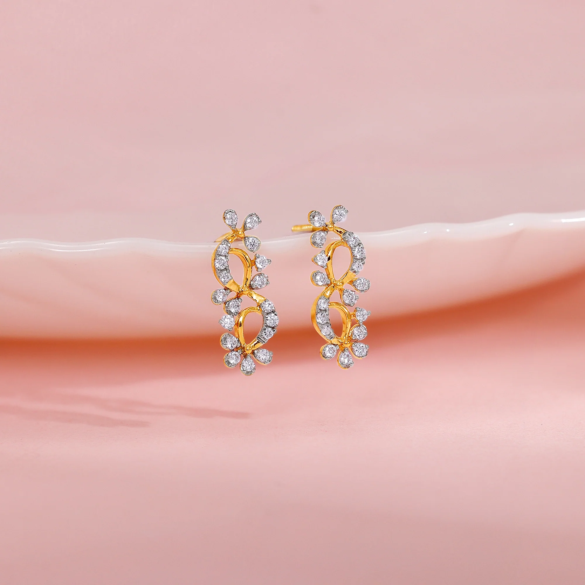 Gold Twinkling Twine Lab Grown Diamond Earrings - Image 2