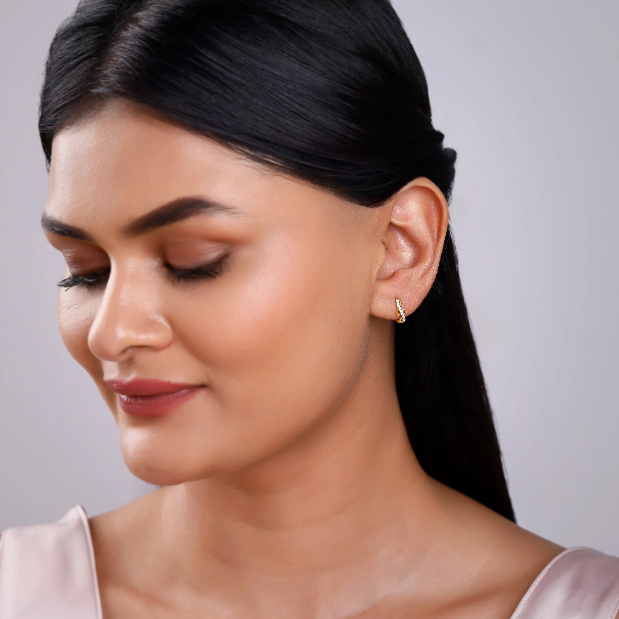 Gold Twira Lab Grown Diamond Earrings - Image 3