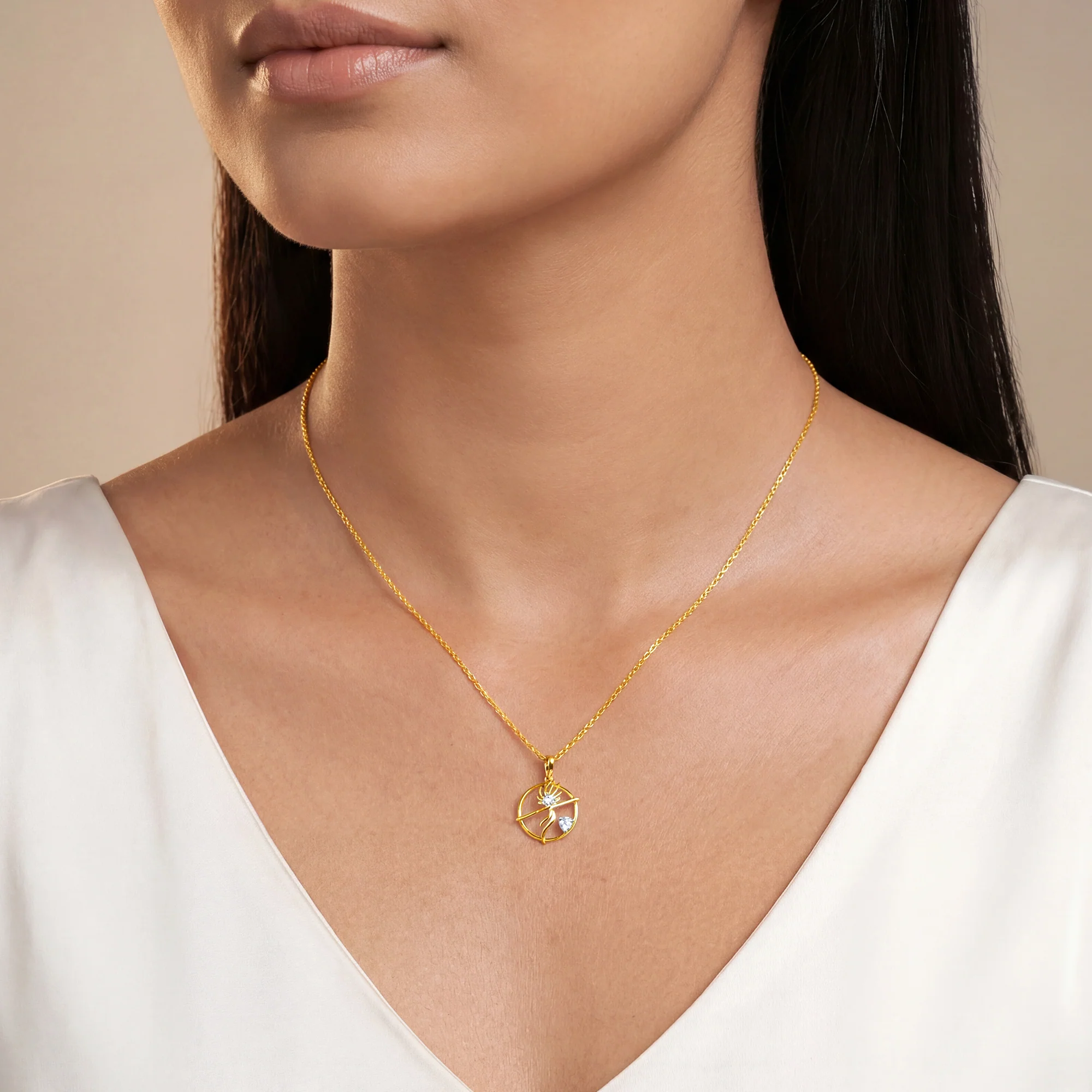 Gold Unbound Loop Lab Grown Diamond Pendant - Image 3