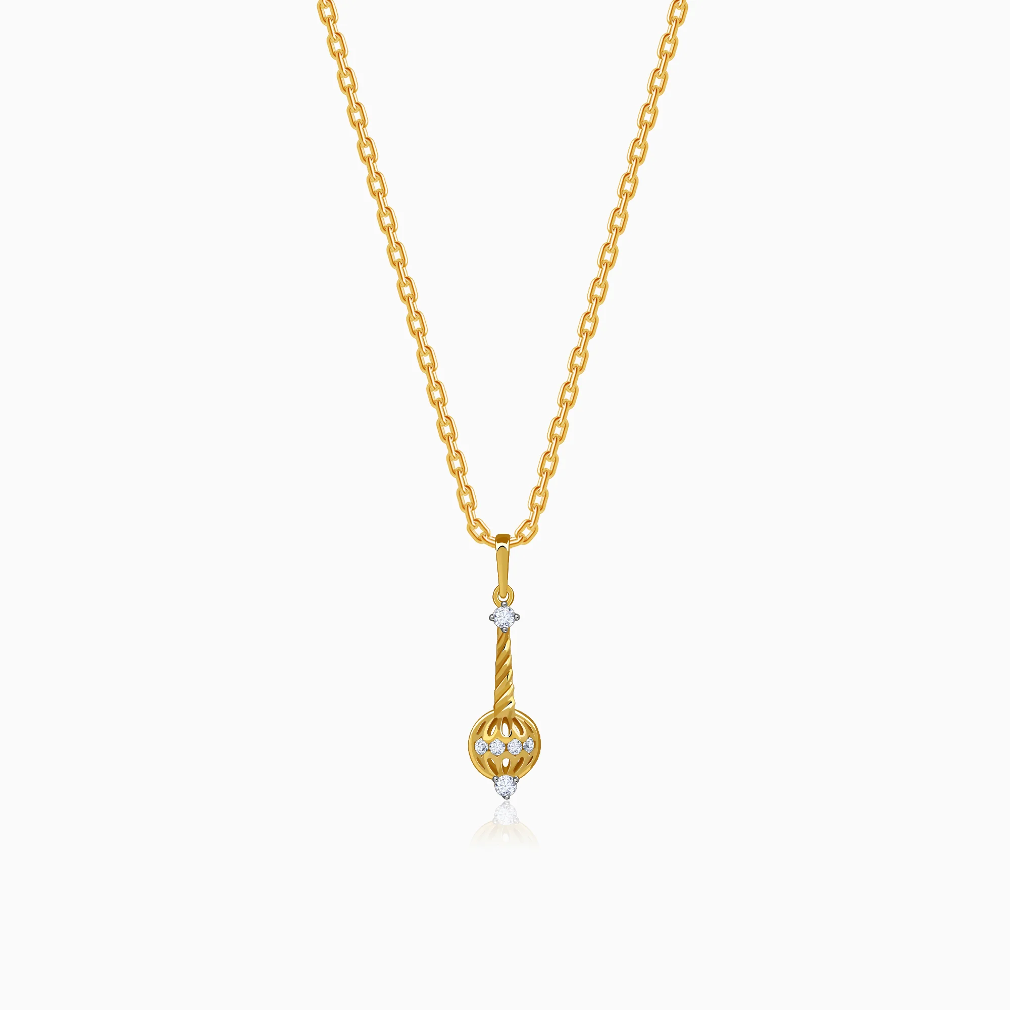 Gold Vajra Gada Lab Grown Diamond Pendant