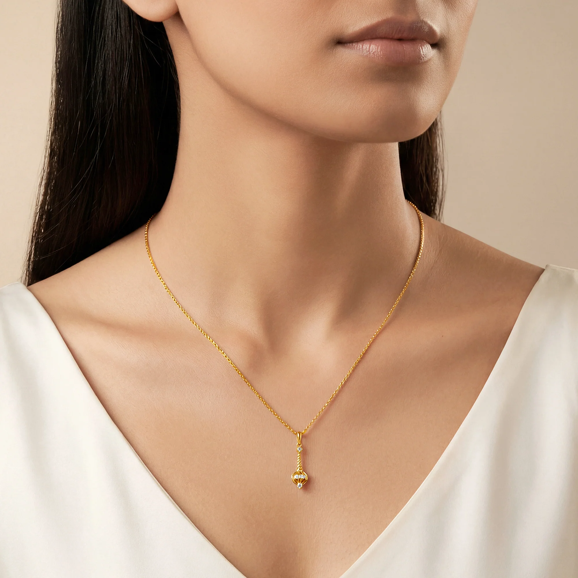 Gold Vajra Gada Lab Grown Diamond Pendant - Image 3