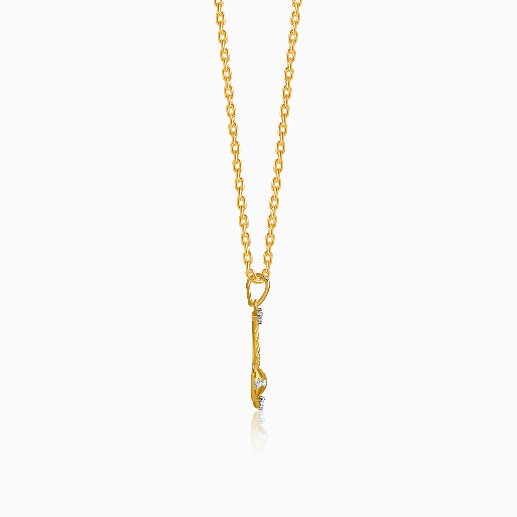 Gold Vajra Gada Lab Grown Diamond Pendant - Image 5