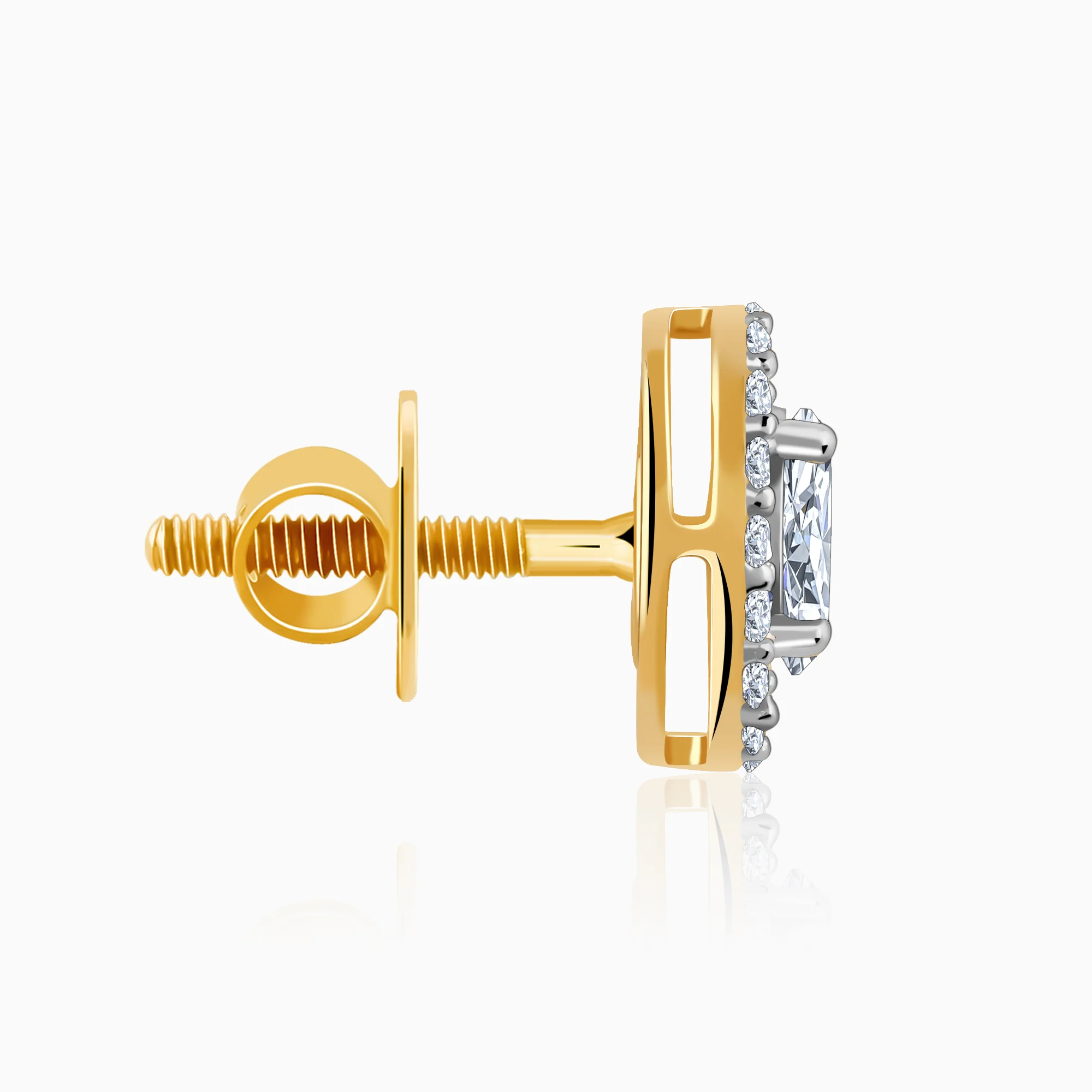 Gold Vesta Halo Solitaire Lab Grown Diamond Studs - Image 5