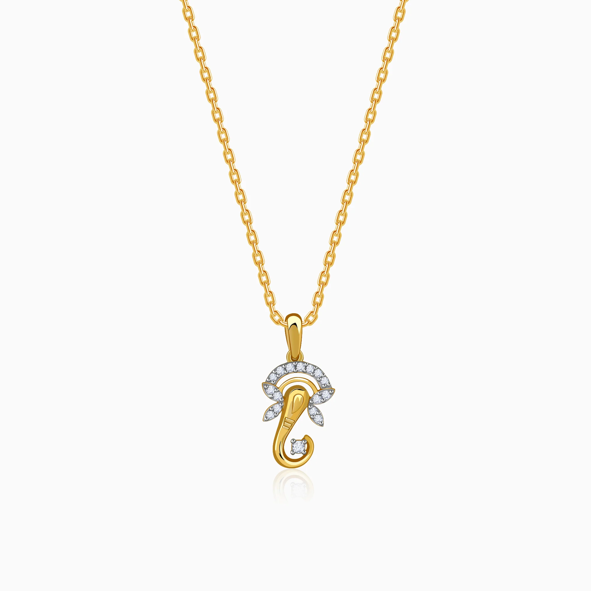 Gold Vighnaharta Spark Lab Grown Diamond Pendant