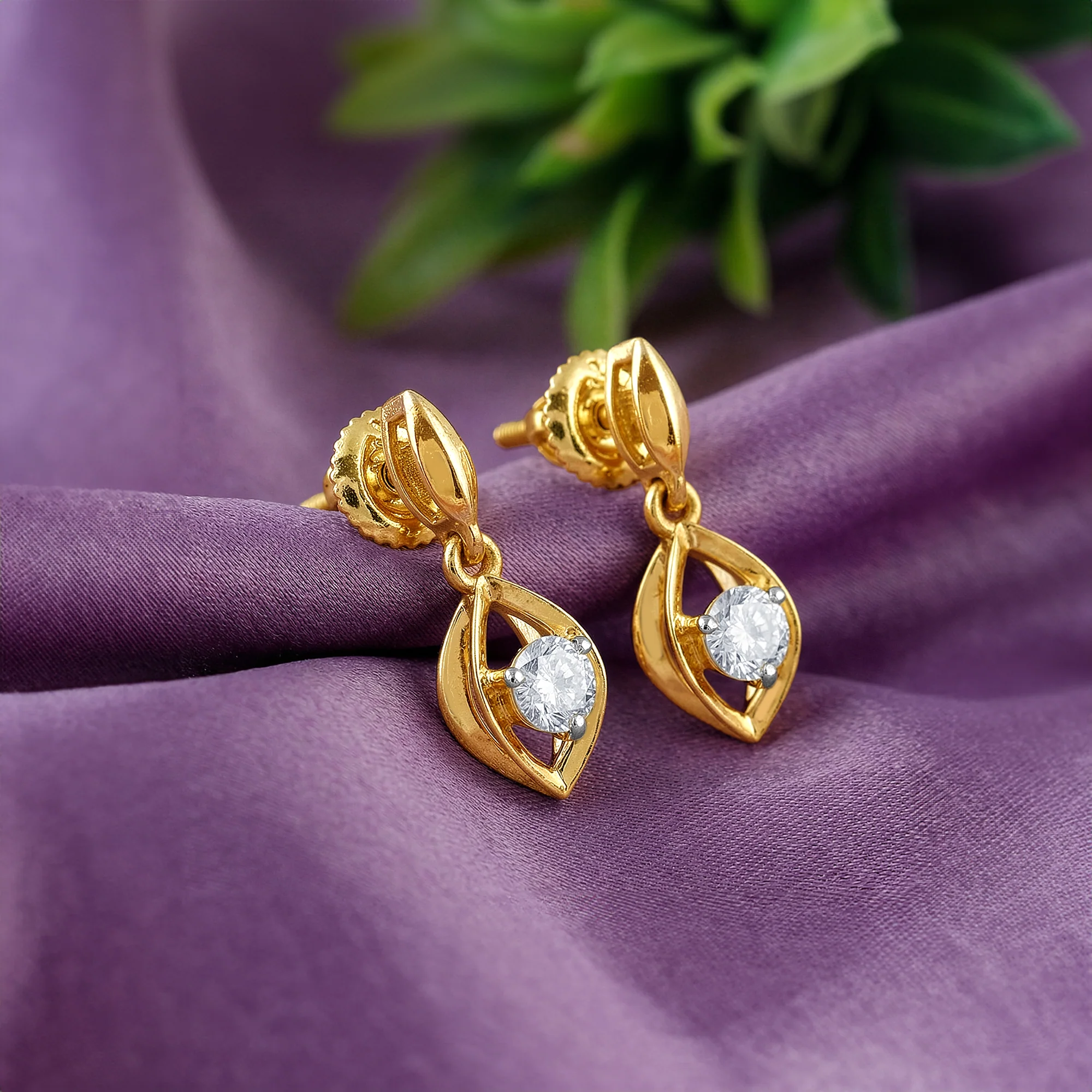 Gold Vintage Droplet Lab Grown Diamond Earrings - Image 2