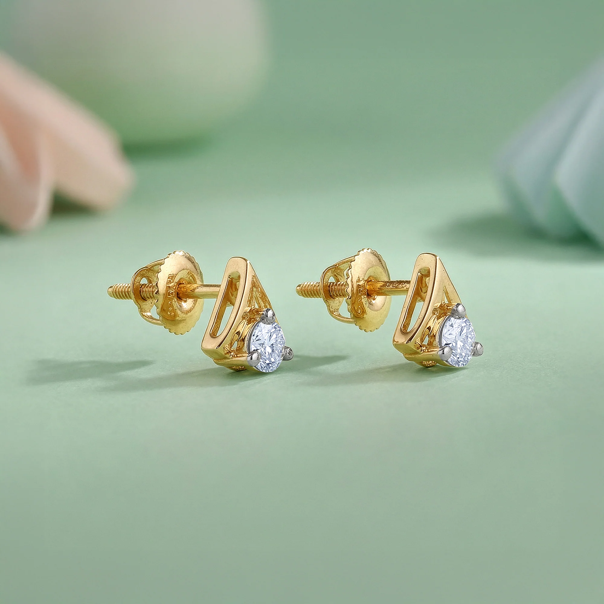 Gold Vow Point Lab Grown Diamond Earrings - Image 2