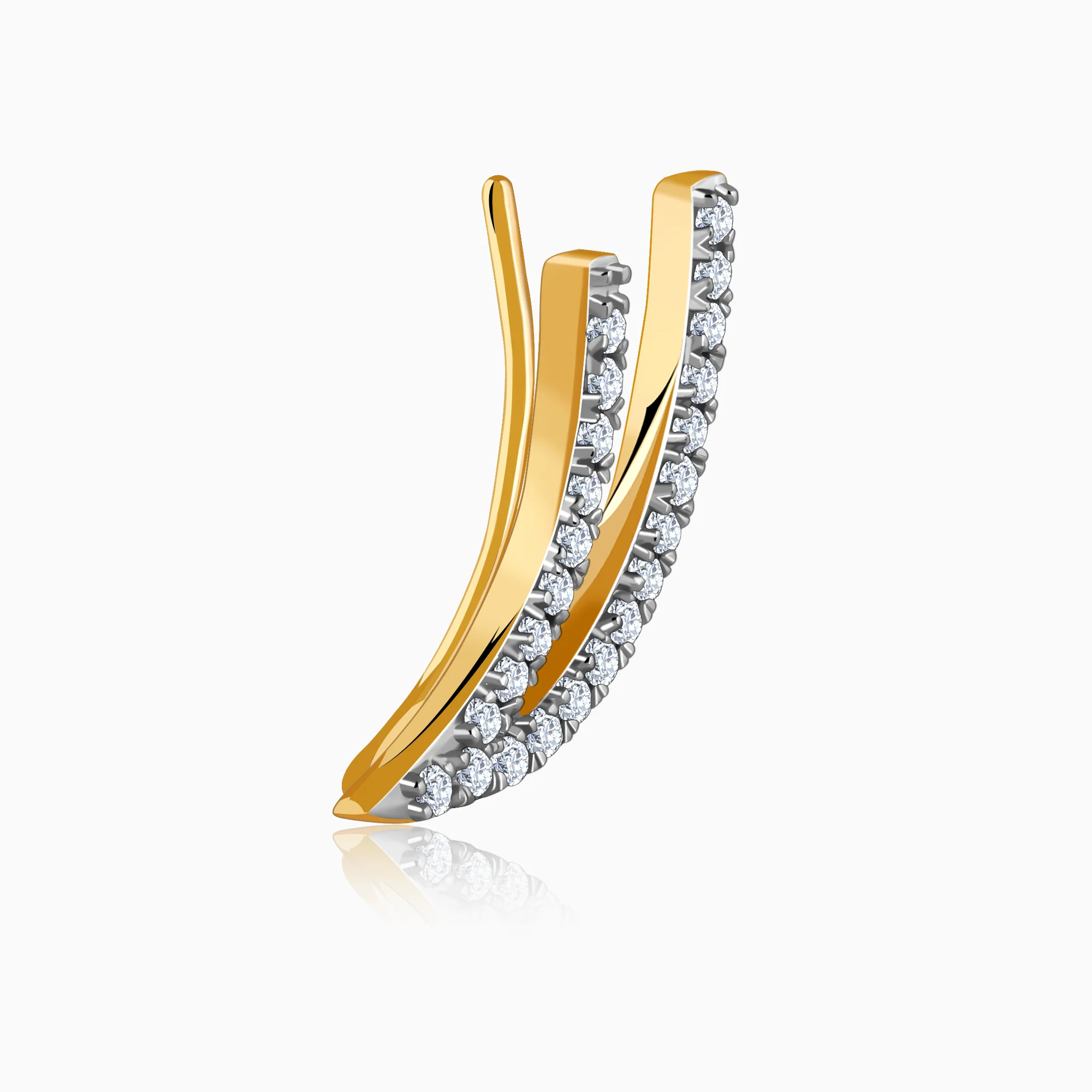 Gold Wave Layers Lab Grown Diamond Earrings - Image 4