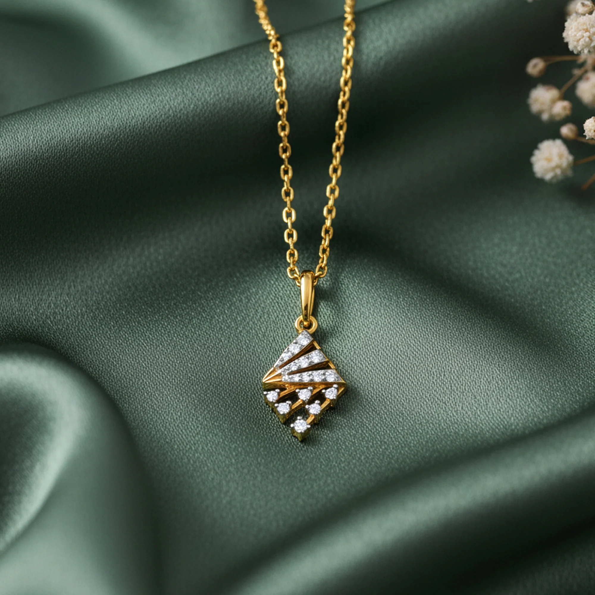 Gold Zyra Motif Lab Grown Diamond Pendant - Image 2