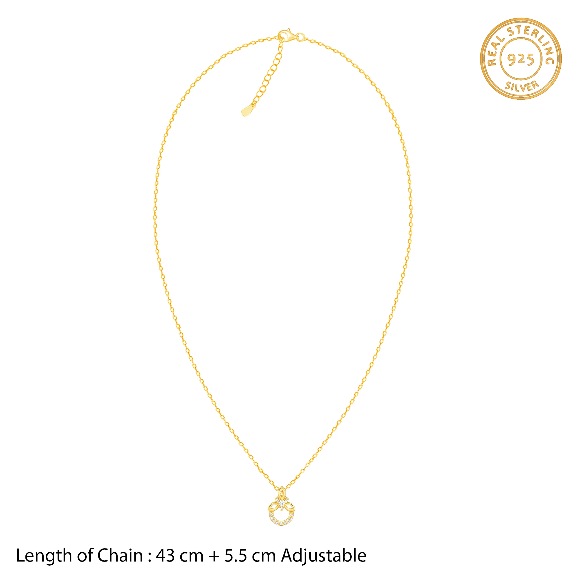 Golden Adoring Floral Pendant With Link Chain - Image 5