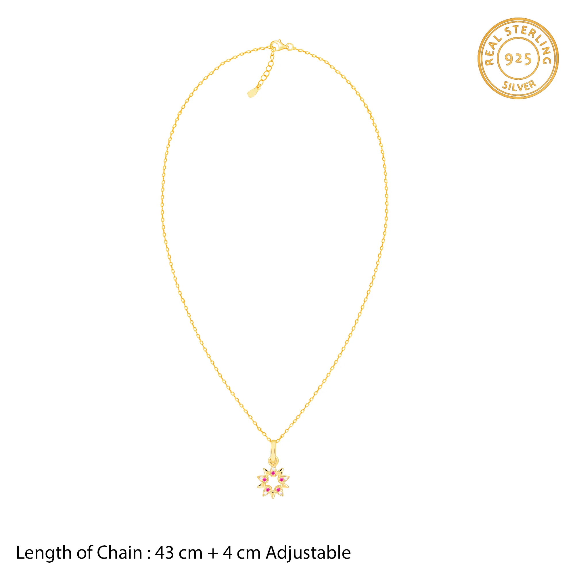 Golden Amaryllis Pendant With Link Chain - Image 6