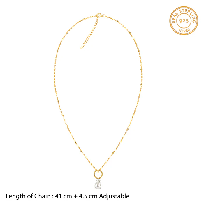 Golden Ava Pearl Pendant With Link Chain - Image 5