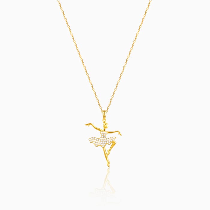 Golden Ballerina Pendant with Link Chain