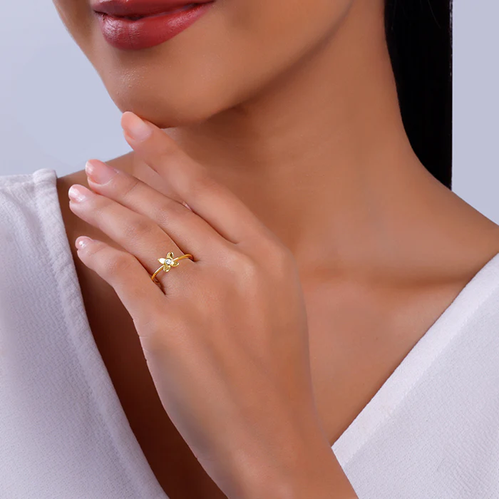 Golden Beautiful Orchid Ring - Image 3