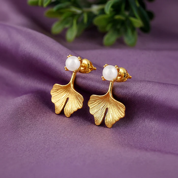 Golden Blake Pearl Earrings - Image 2