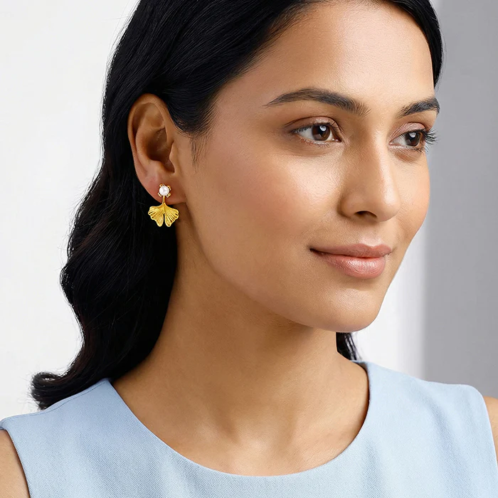 Golden Blake Pearl Earrings - Image 3