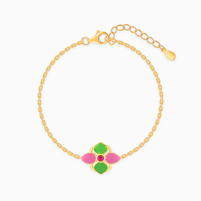 Golden Blissful Floral Bracelet Rakhi