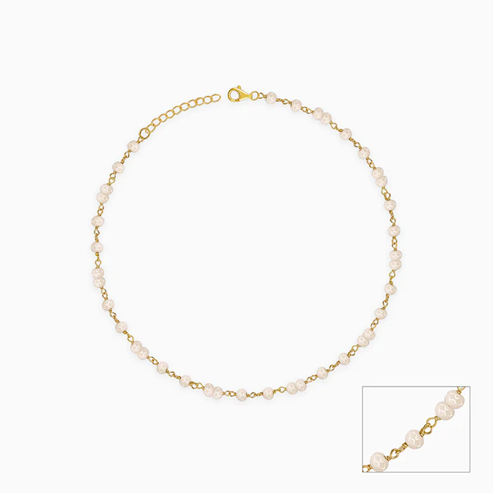 Golden Blush Quartz Bead Anklet - Image 3