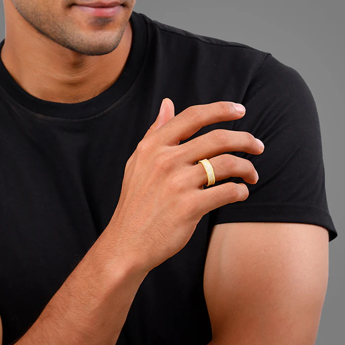 Golden Bold Edge Ring For Him - Image 3