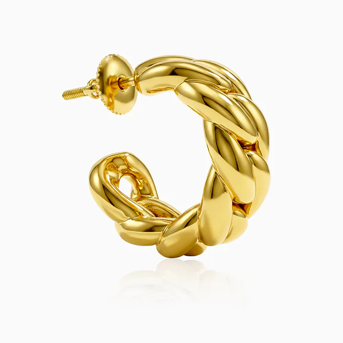 Golden Braided Glow Hoop Earrings - Image 4
