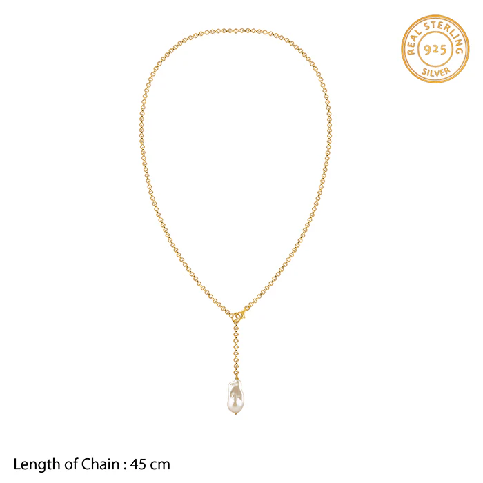 Golden Cameron Pearl Lariat Necklace - Image 5