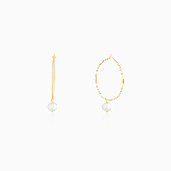 Golden Cape of Pearl Hoop Earrings