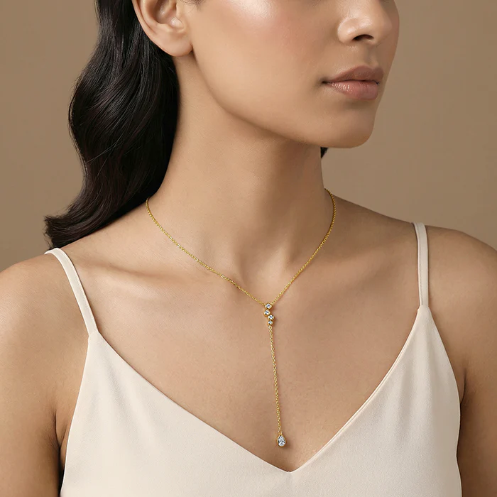 Golden Celestial Drip Lariat Necklace - Image 3