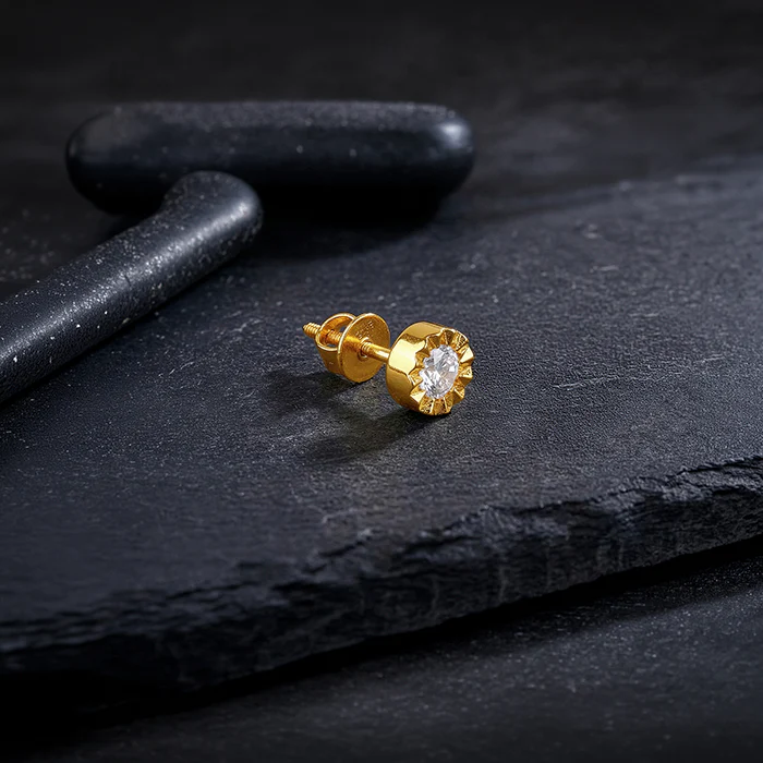 Golden Chakra Shield Stud For Him - Image 3