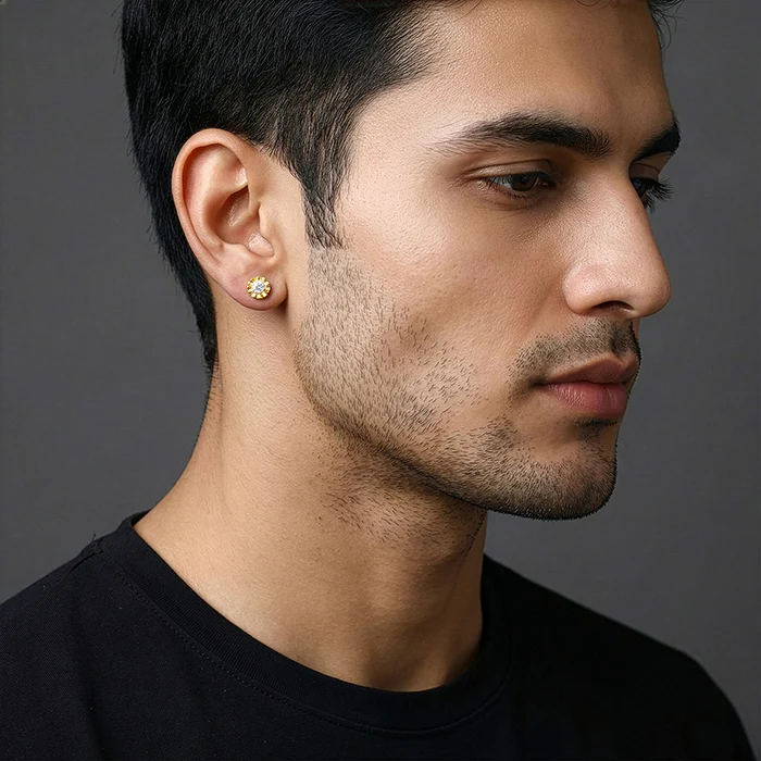 Golden Chakra Shield Stud For Him - Image 5