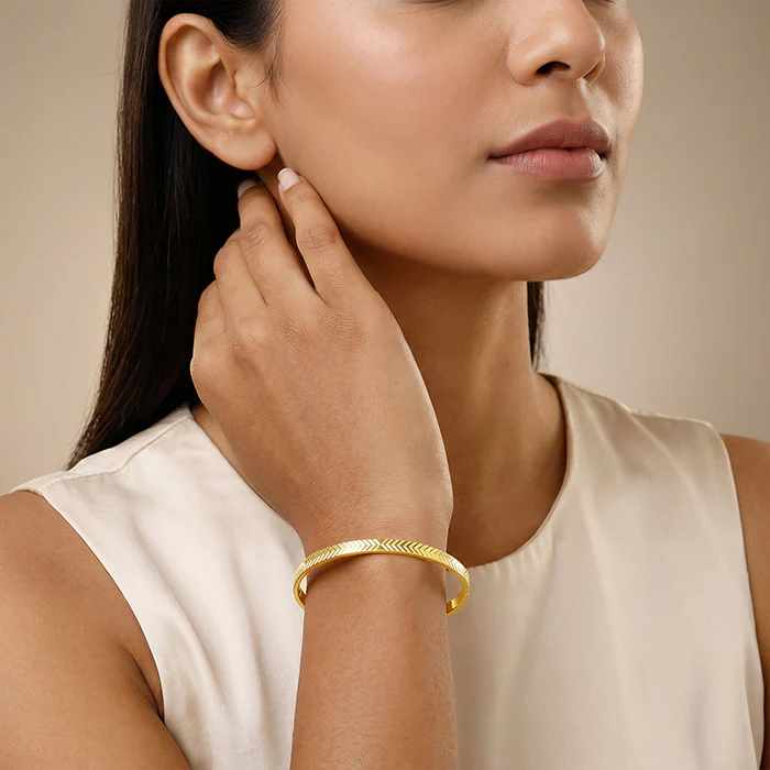 Golden Chevron Cuff Bracelet - Image 3