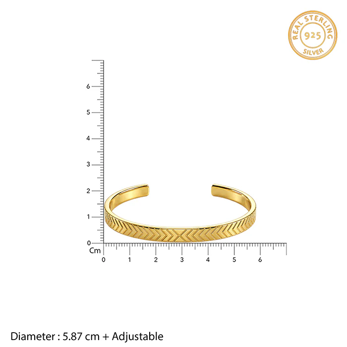 Golden Chevron Cuff Bracelet - Image 4