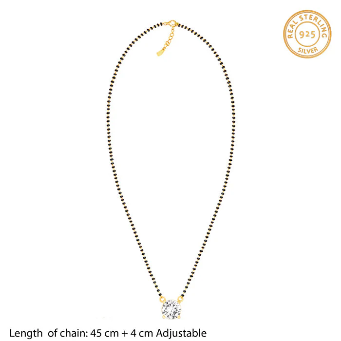 Golden Classic Solitaire Mangalsutra Set - Image 6