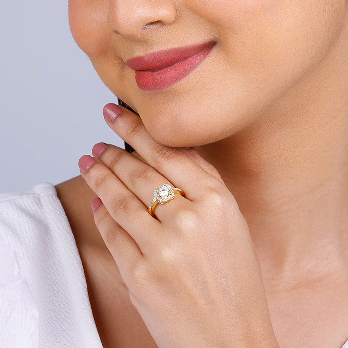 Golden Convex Zircon Ring - Image 3