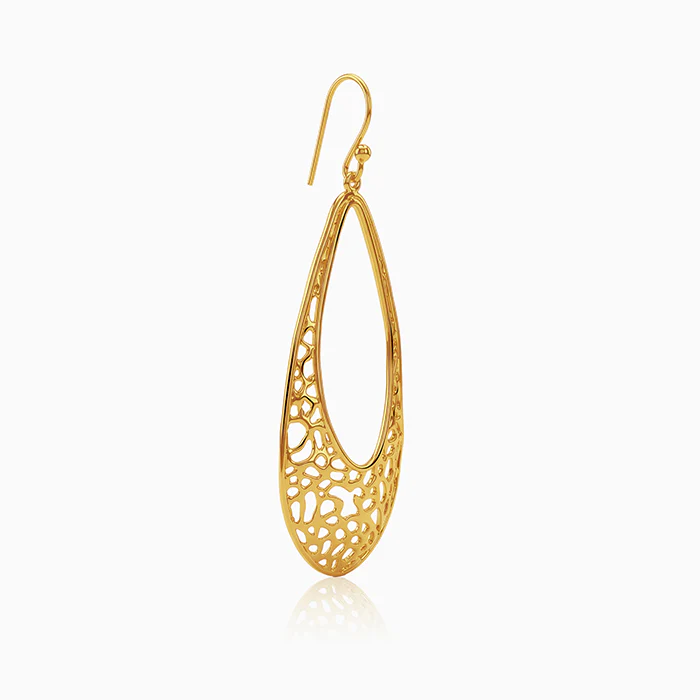Golden Coral Filigree Earrings - Image 4