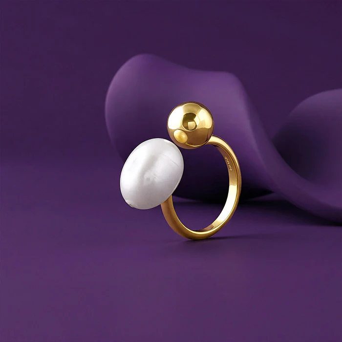 Golden Corinne Pearl Ring (Size 12) - Image 2