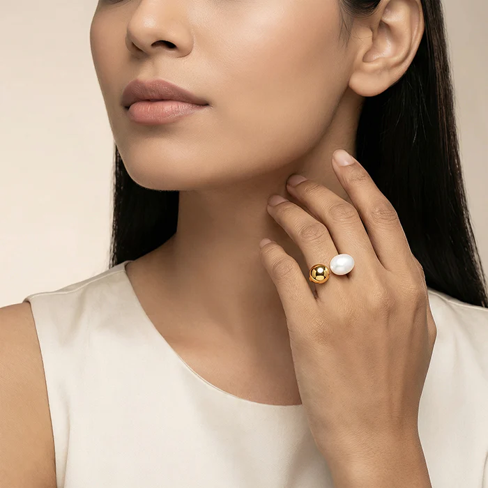 Golden Corinne Pearl Ring (Size 12) - Image 3