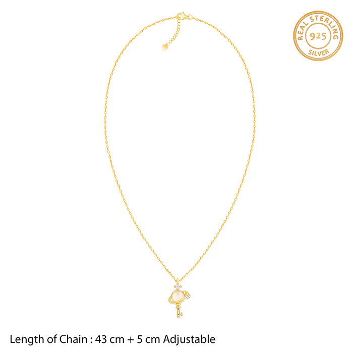 Golden Cosmic Key Pendant With Link Chain - Image 6