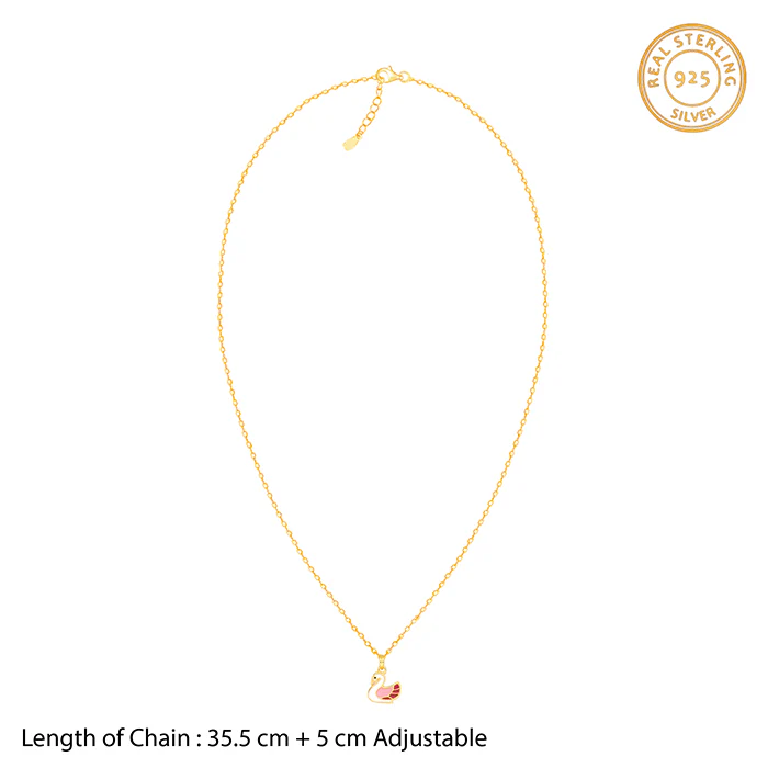 Golden Dainty Swan Kids Pendant with Link Chain - Image 6